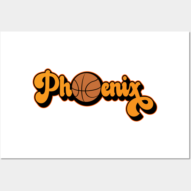 Phoenix AZ Retro Basketball Design Wall Art by hobrath